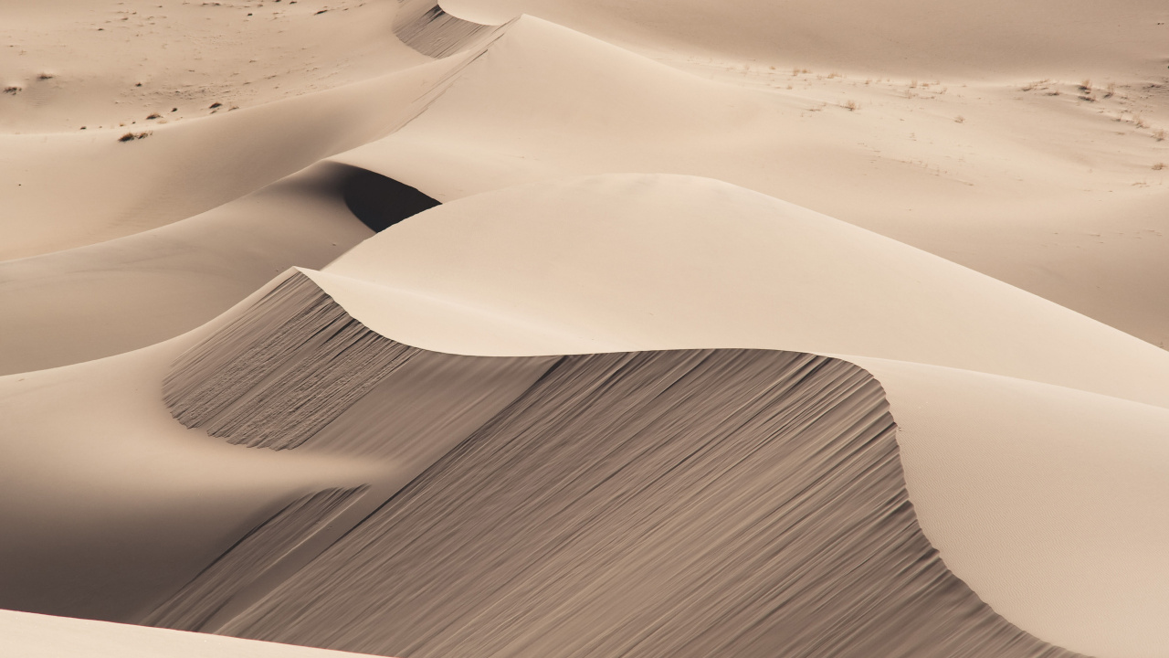 Обои Дюна, песок, пустыня, эрг, эолийские рельефы в разрешении 1280x720
