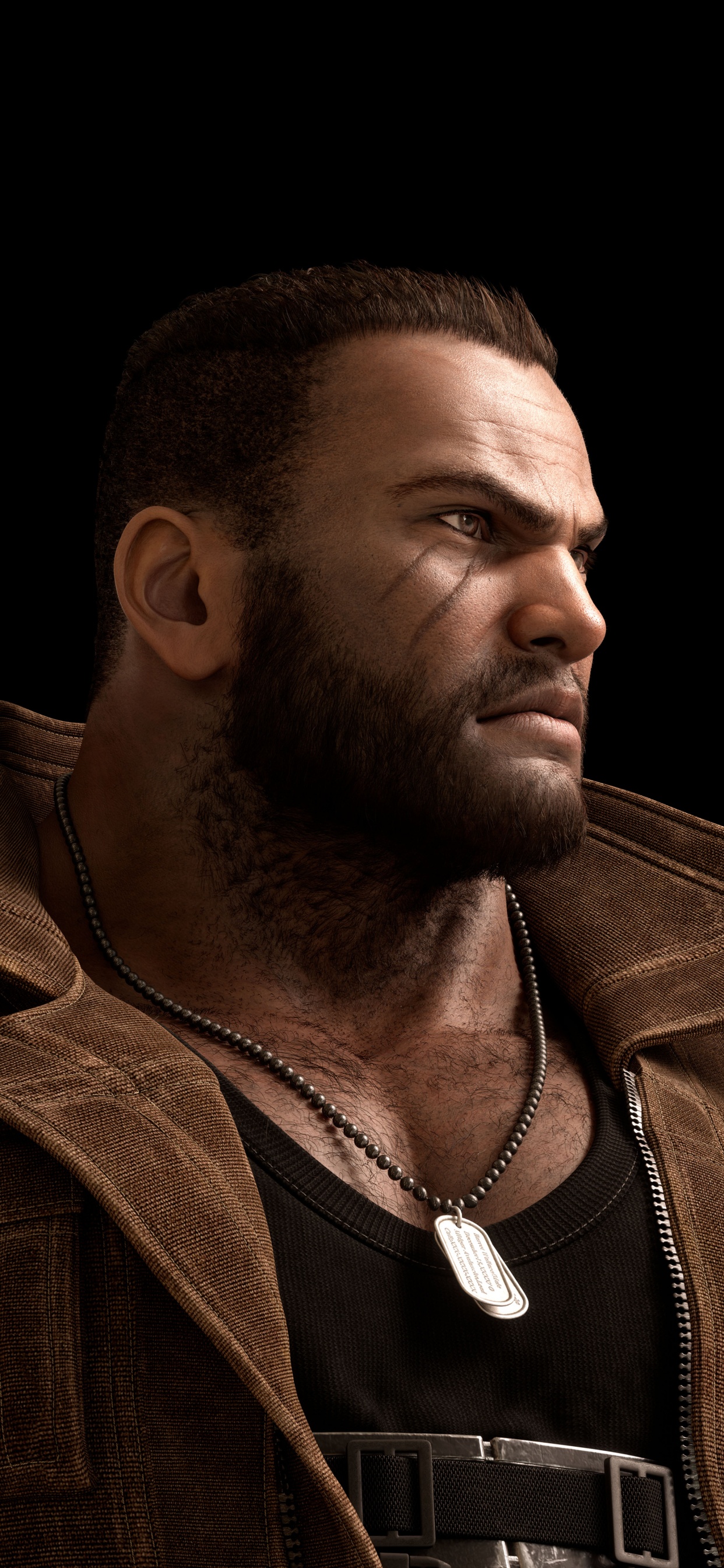 Обои Final Fantasy VII Remake, Баррет Уоллес, Клауд страйф, Айрис Гейнсборо, волосы на лице в разрешении 1242x2688