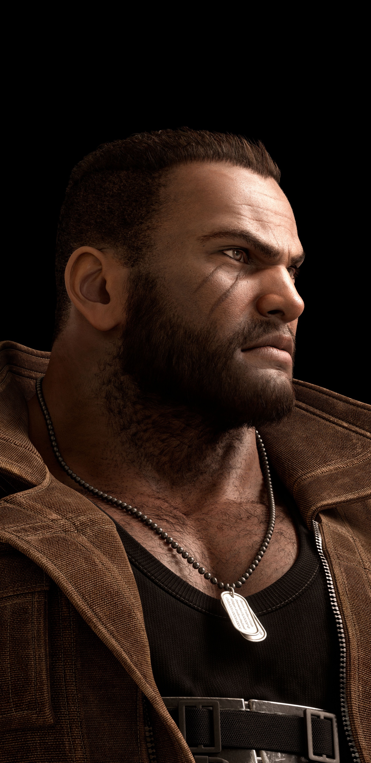 Обои Final Fantasy VII Remake, Баррет Уоллес, Клауд страйф, Айрис Гейнсборо, волосы на лице в разрешении 1440x2960