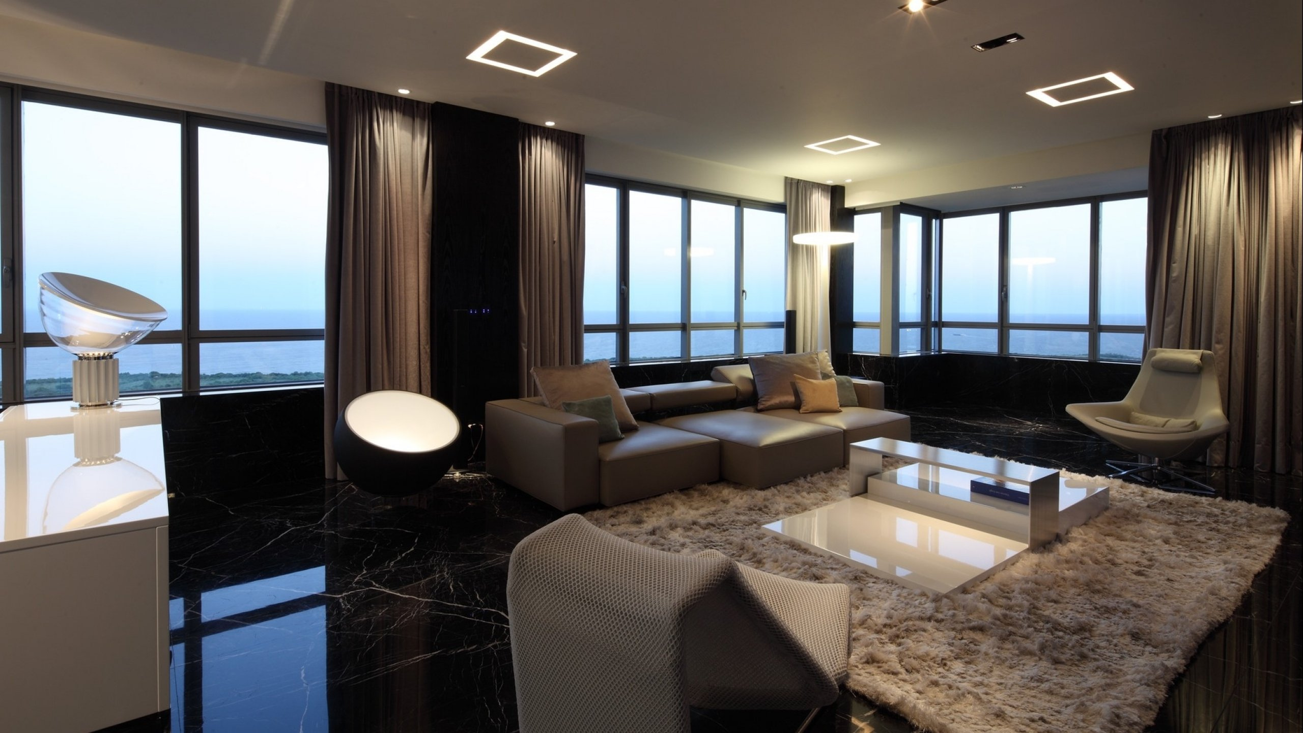 Обои гостиная комната, комната, дизайн интерьера, свойство, потолок в разрешении 2560x1440