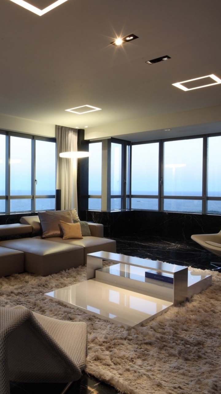 Обои гостиная комната, комната, дизайн интерьера, свойство, потолок в разрешении 720x1280