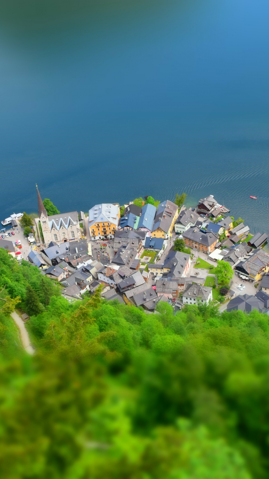 Обои Гальштат Австрия, Альтаусзее, Верхняя Австрия Зальцкаммергут, вода, растение в разрешении 1080x1920