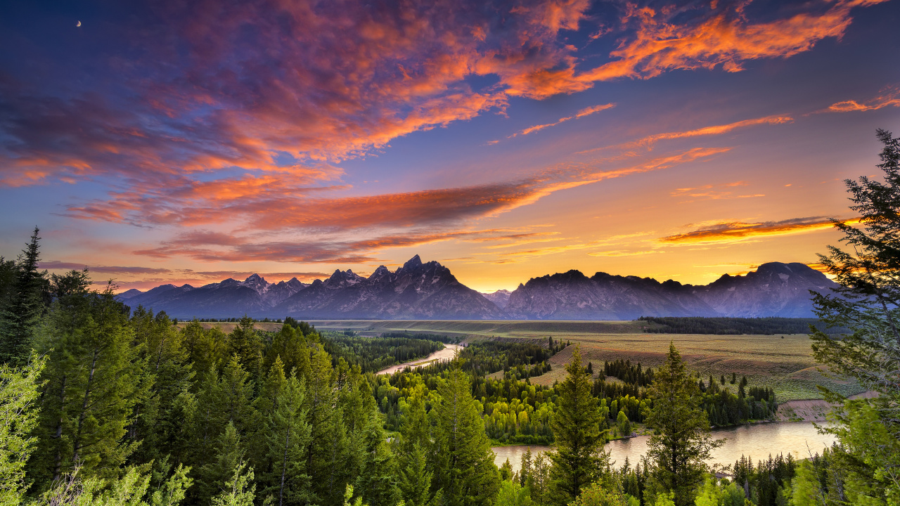 Обои Гранд титон, Джексон, Йеллоустонский Национальный парк, реки снейк, национальный парк в разрешении 1280x720