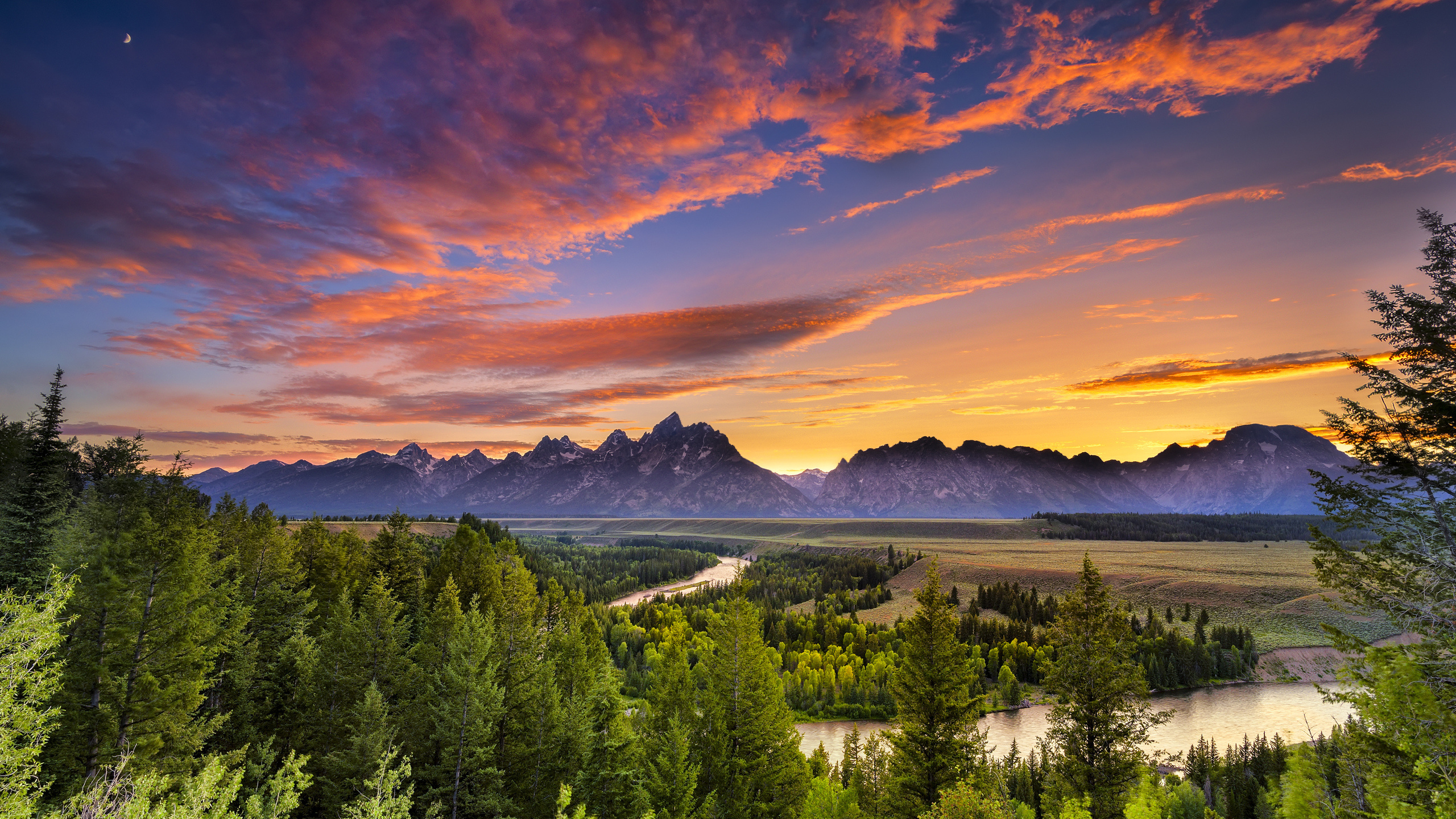 Обои Гранд титон, Джексон, Йеллоустонский Национальный парк, реки снейк, национальный парк в разрешении 2560x1440