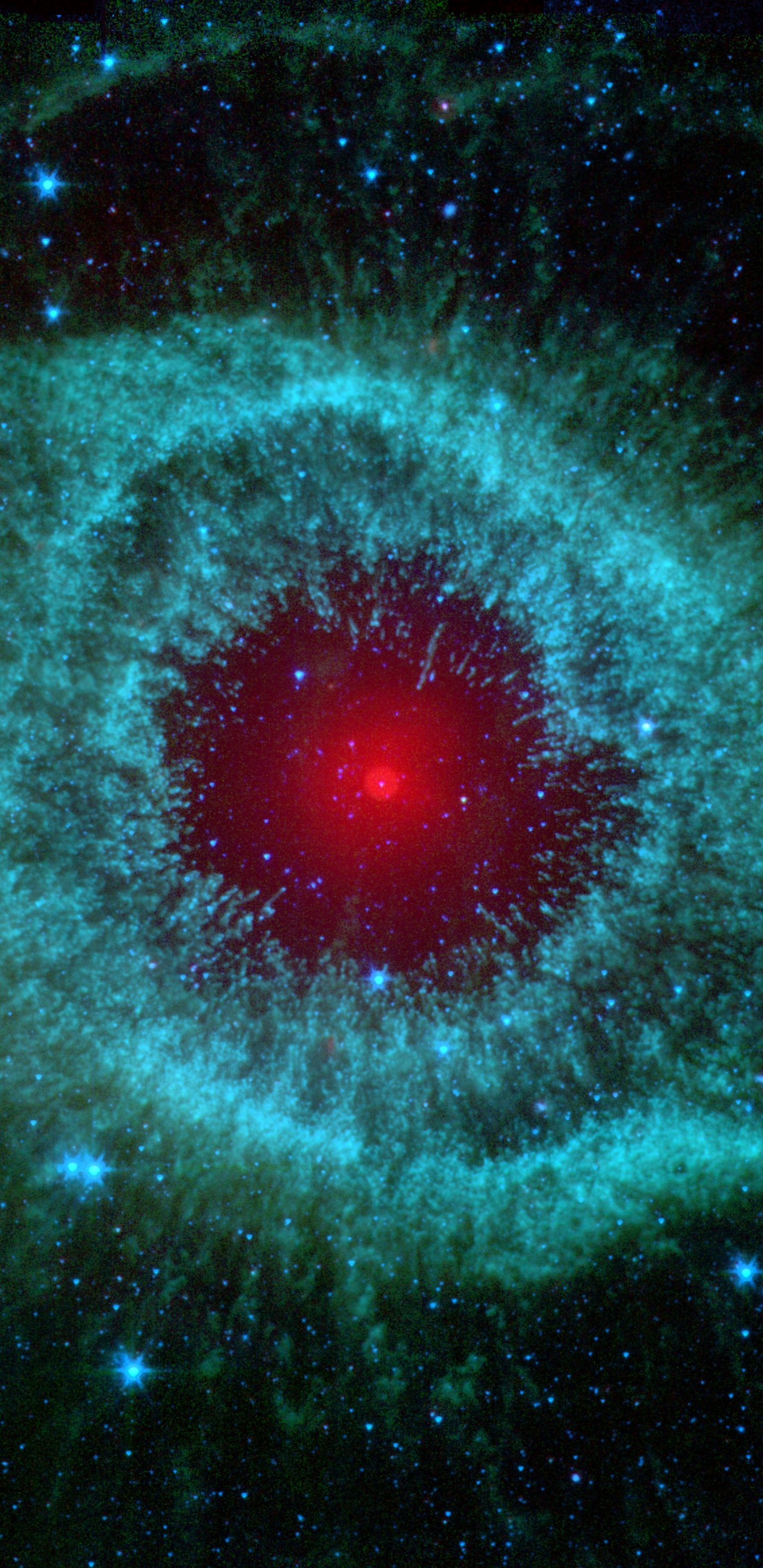 Обои спираль туманность, туманность, планетарная туманность, космический телескоп спитцер, звезда в разрешении 1440x2960