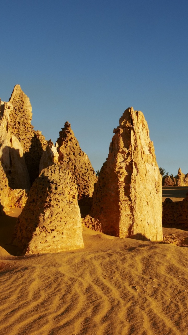 Обои Перт, Сервантес, Центр Изучения Пустыни Пиннаклс, пустыня, рок в разрешении 720x1280