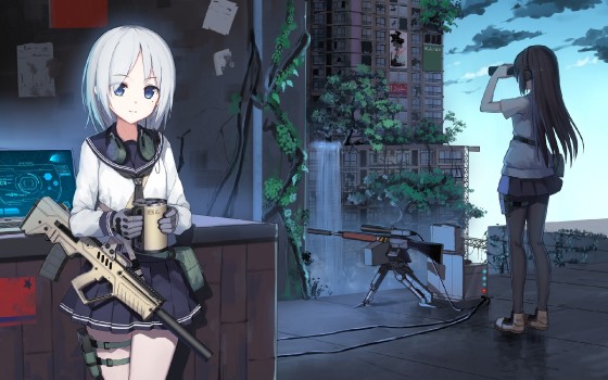 Girl with gun anime