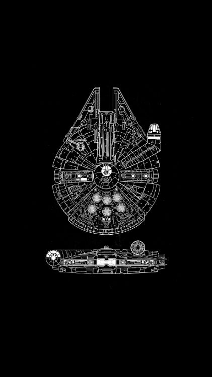 Обои звездные войны, амолед, OLED, Дарт Вейдер, тысячелетний Сокол в разрешении 1440x2560