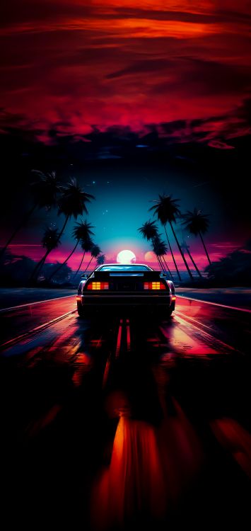 Обои легковые автомобили, облако, автомобильное освещение, дерево, сумрак в разрешении 2000x4223