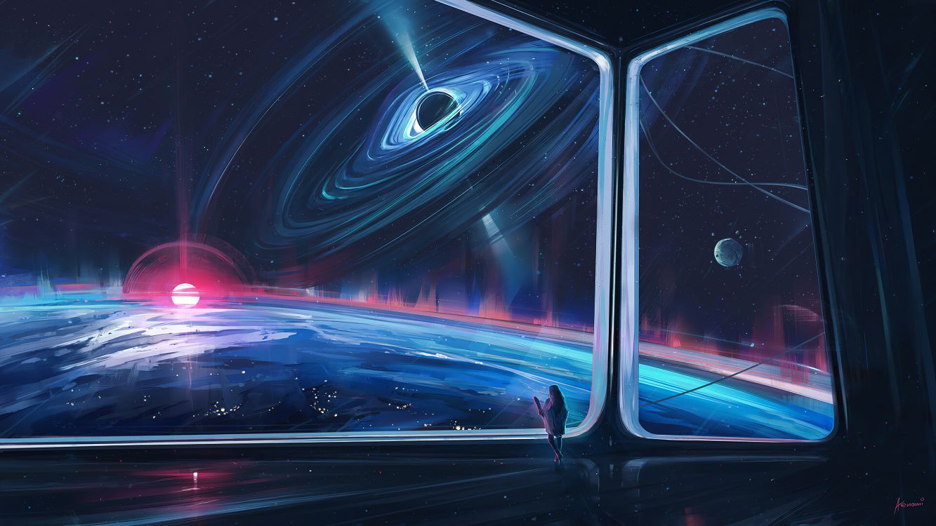 Обои арт, цифровое искусство, свет, космос, графика в разрешении 3840x2160