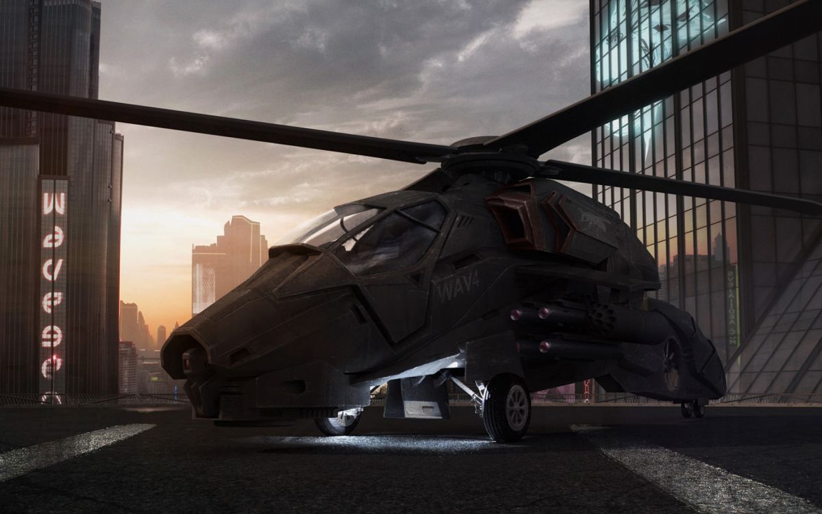 Обои винтокрылая машина, военный вертолет, самолеты, несущий винт вертолета, ангар в разрешении 1920x1200