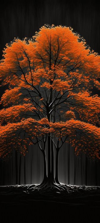 Обои клен, дерево, живопись, сад, путеводитель в разрешении 1080x2400