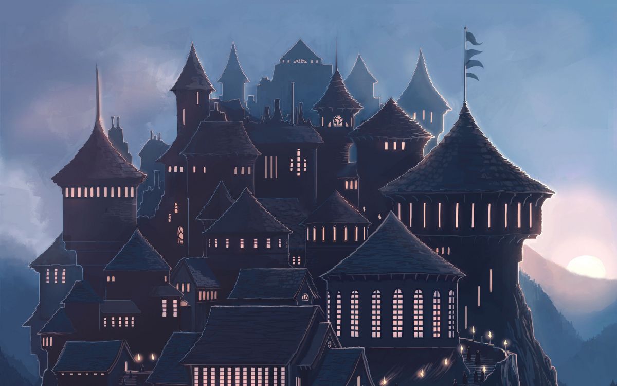 Обои ориентир, средневековая архитектура, башни, здание, Серия Гарри Поттер в разрешении 2880x1800