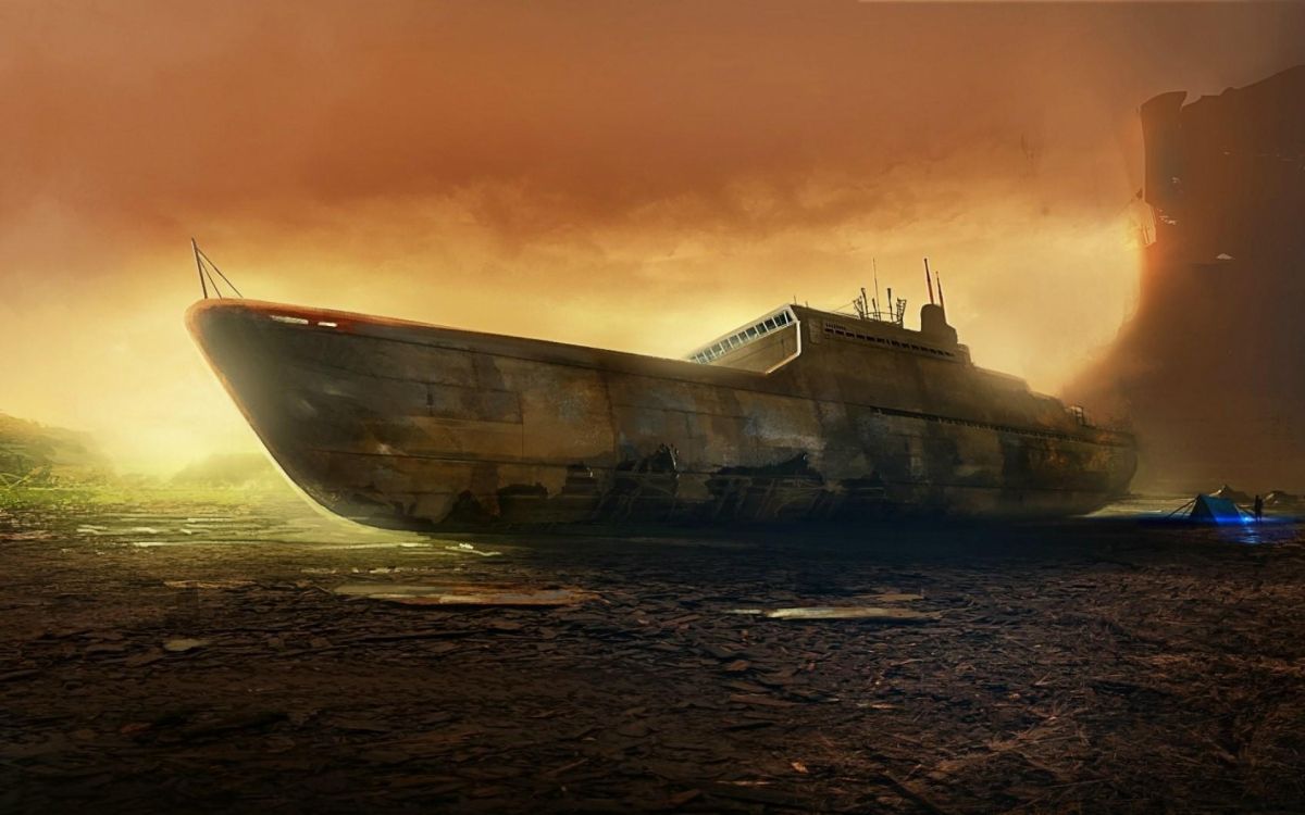 Обои корабль, судно, рассвет, вечер, закат в разрешении 1920x1200