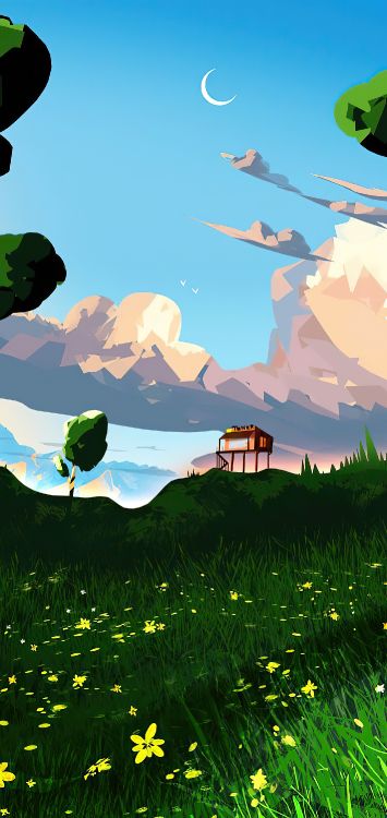 Обои полевой цветок, арт, живопись, рисование, иллюстрация в разрешении 1422x3000