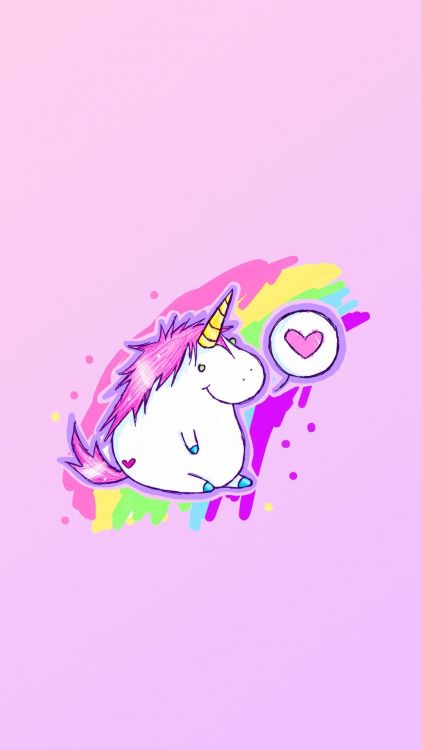 Обои Фиолетовый, мультфильм, вымышленный персонаж, единорог, векторная графика в разрешении 1080x1920