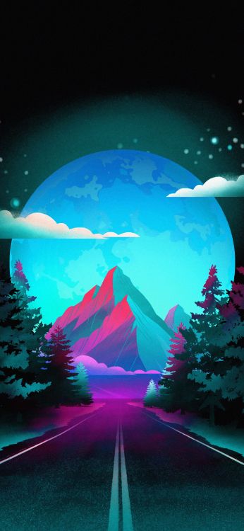 Обои природа, гора, дорога, мир, растение в разрешении 1407x3045