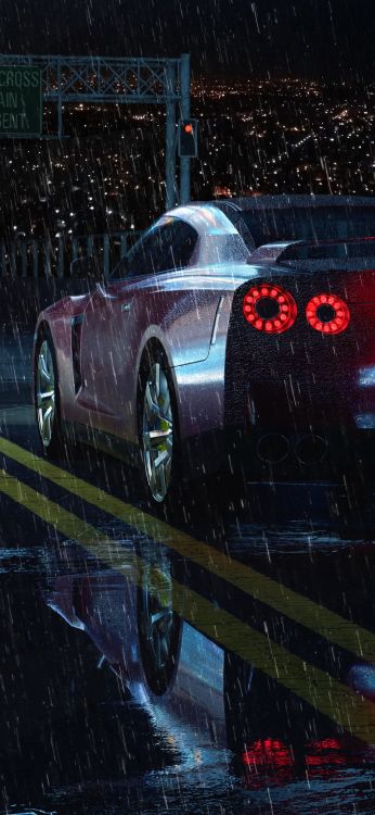 Обои отражение, легковые автомобили, колесо, автомобильное освещение, суперкар в разрешении 1080x2340