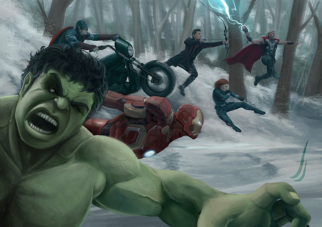 Обои Железный человек, ТОР, marvel, Халк, мстители в разрешении 3000x2122