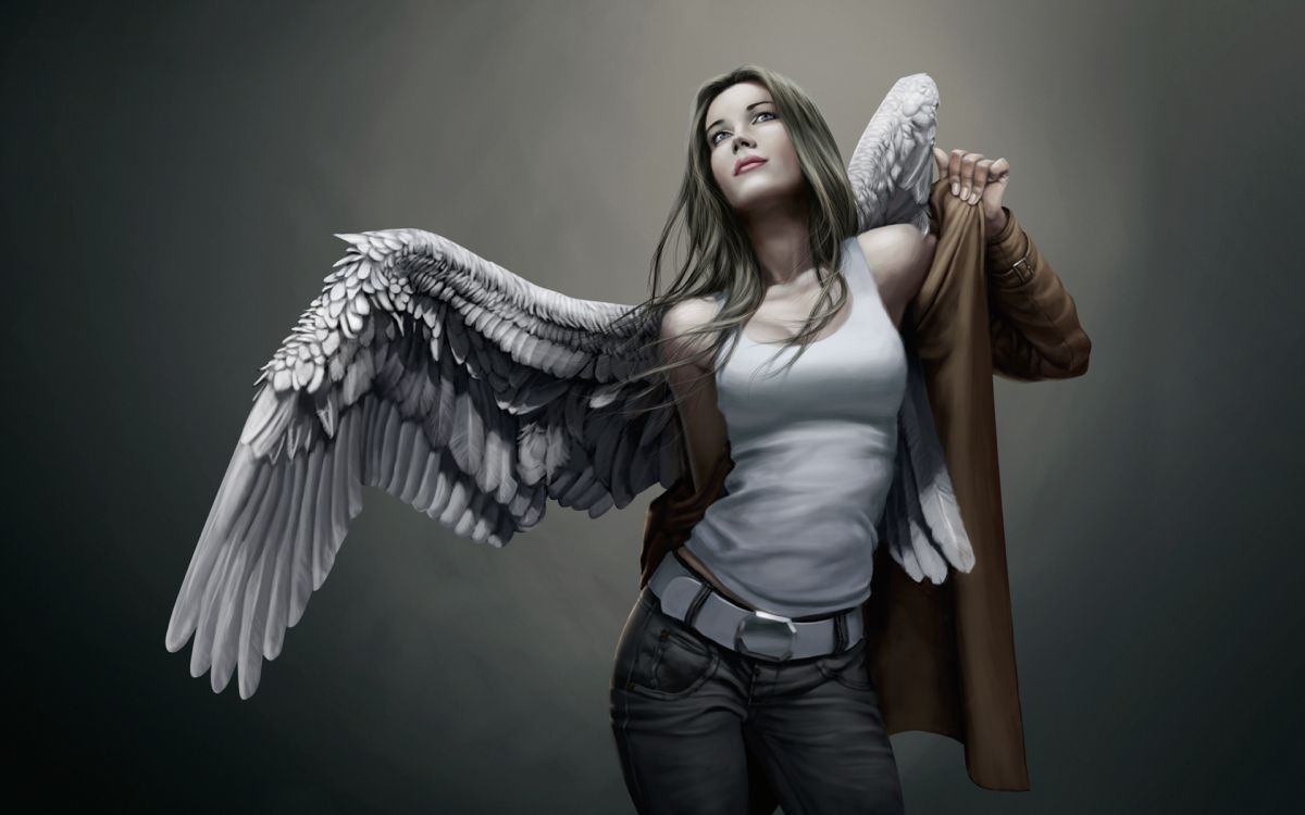 Обои крыло, красота, ангел, длинные волосы, сверхъестественное существо в разрешении 1920x1200