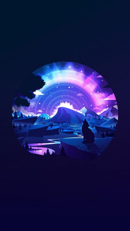 Обои дизайн северного сияния, дизайн, иллюстрация, Рабочий процесс, рисование в разрешении 1096x1949