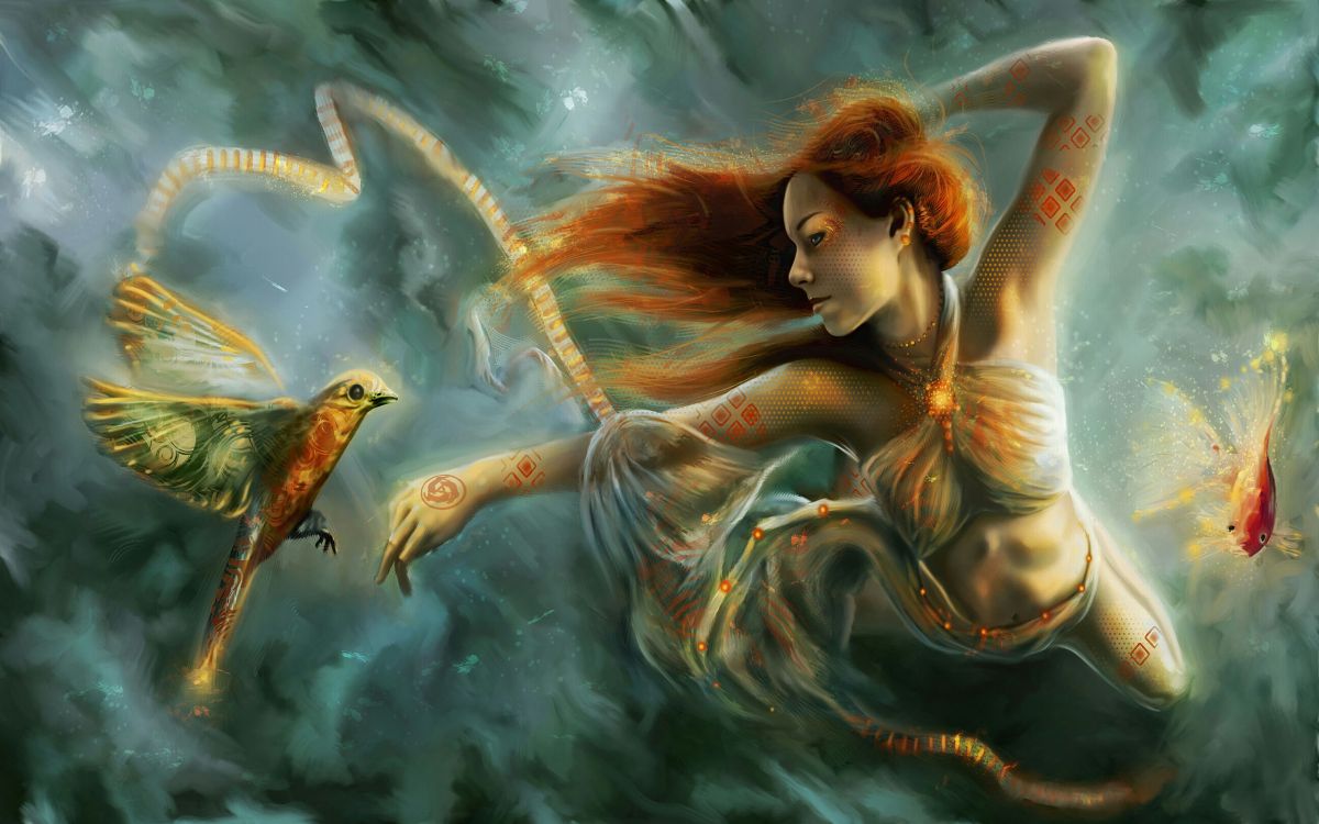 Обои мифология, арт, сверхъестественное существо, мифическое существо, живопись в разрешении 2560x1600