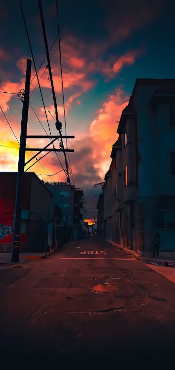 Обои закат, вечер, послесвечение, сумрак, Оранжевый цвет в разрешении 1422x3000