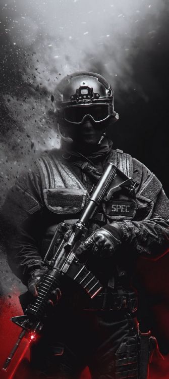 Обои солдат, шлем, рукав, головной убор, пулемет в разрешении 1080x2412