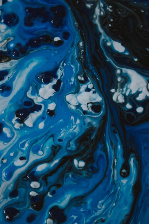 Обои живопись, абстрактное искусство, арт, синий, вода в разрешении 3456x5184