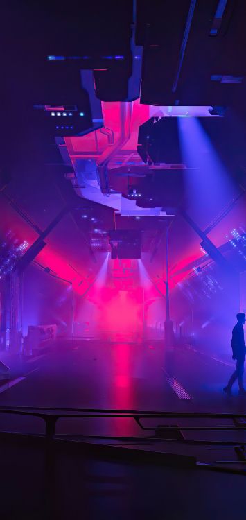 Обои концерт, этап, Synthwave, иллюстрация, чилсинт в разрешении 1422x3000