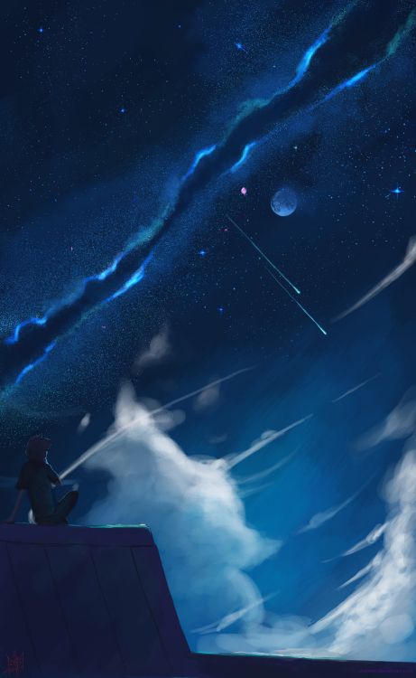 Обои синий, атмосфера, космос, ночь, облако в разрешении 2400x3900