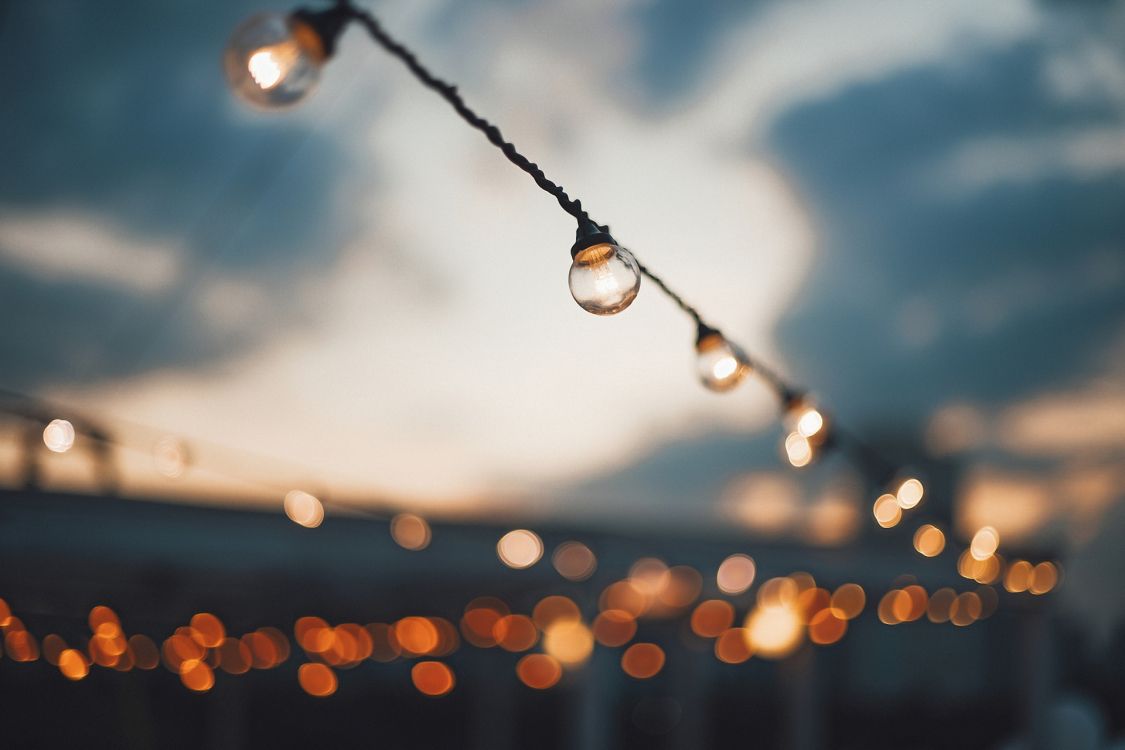 Обои гирлянда, Лампа накаливания, уличный фонарь, Лампа, светодиодные лампы в разрешении 1920x1280