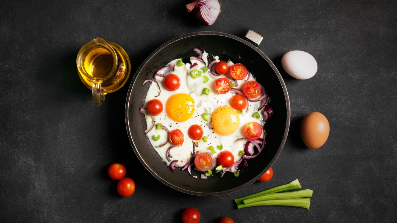 Обои яичная еда, яичница, омлет, яйцо, жареное яйцо в разрешении 5120x2880