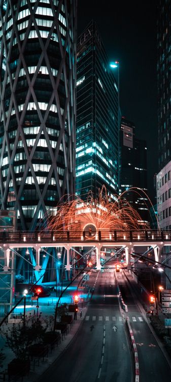 Обои Саян, здание, небоскреб, башня, электричество в разрешении 1080x2400