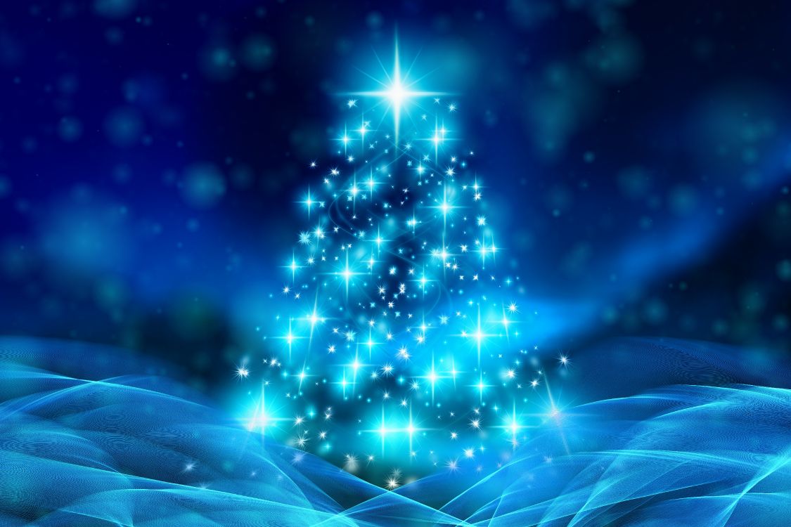 Обои Рождественский день, елка, Рождественские украшения, синий, дерево в разрешении 6000x4000