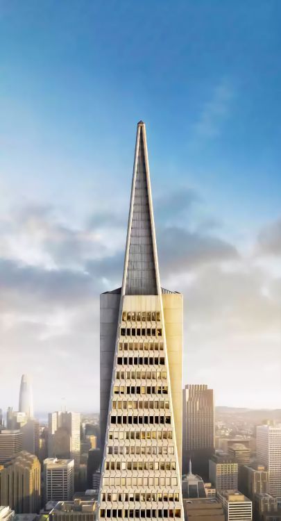 Обои Сан Франциско, Transamerica Пирамида, небоскреб, iOS 16, облако в разрешении 1920x3552