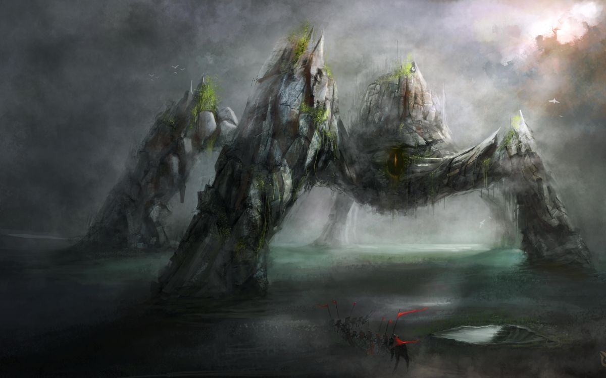Обои подземелья драконов, природа, пейзаж, живопись, водоток в разрешении 2560x1600