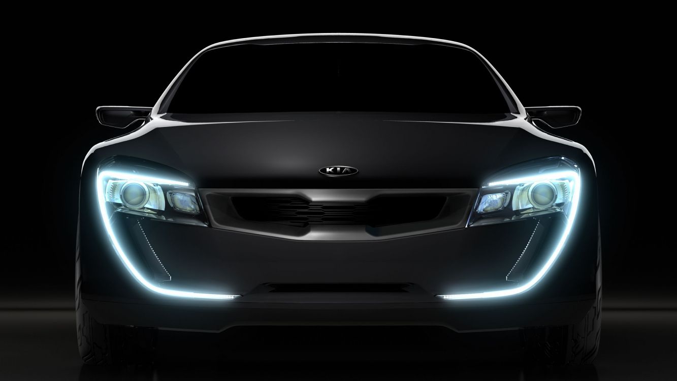 Обои Kia Motors, авто, спорткар, международный автосалон в Германии, автомобильное освещение в разрешении 3200x1800