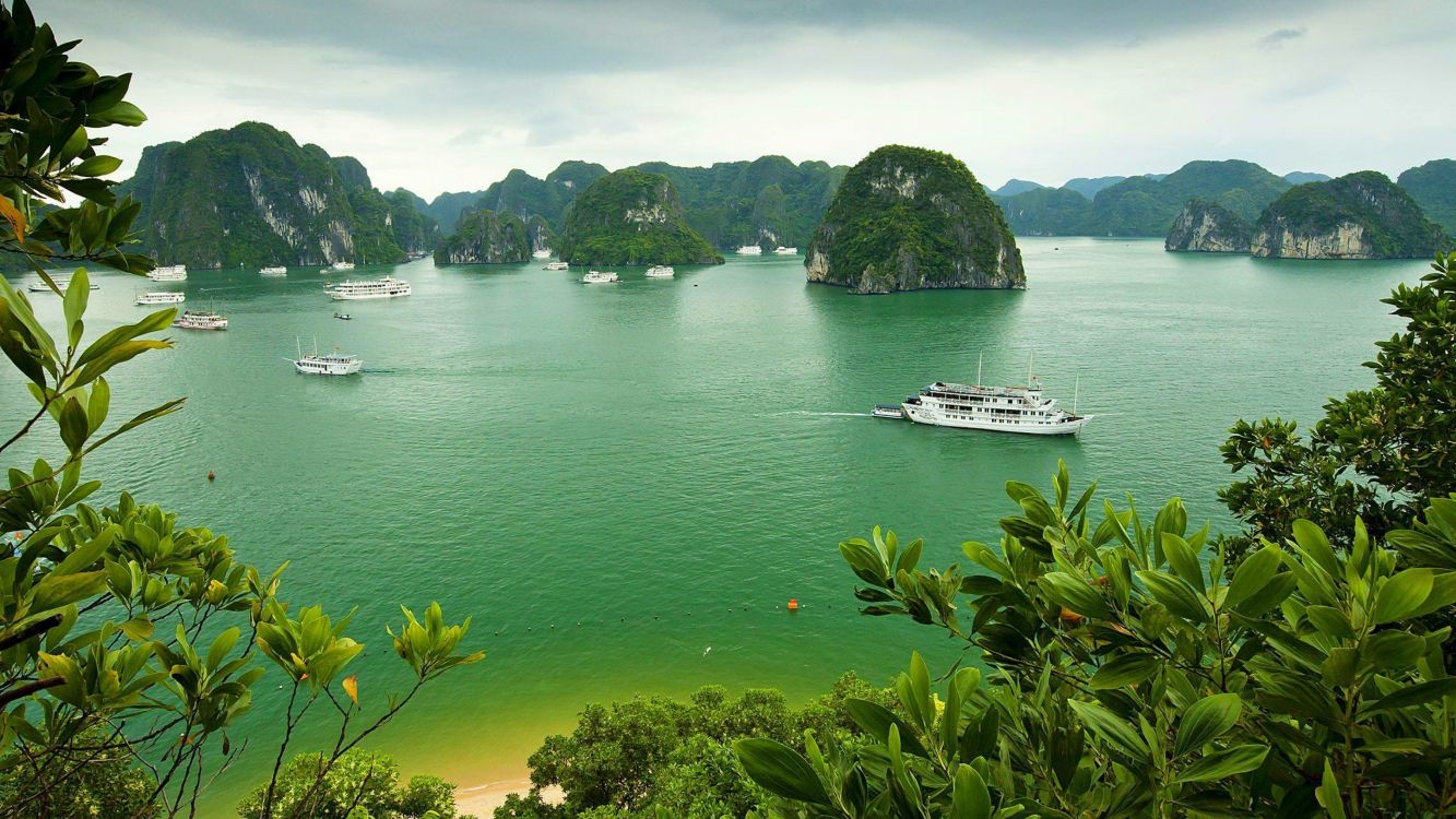 Обои Залив Халонг, залив, водоем, природа, прибрежные и океанические рельефы в разрешении 3840x2160