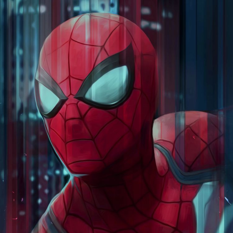 Обои человек-паук, супергерой, арт, красный цвет, иллюстрация в разрешении 2932x2932