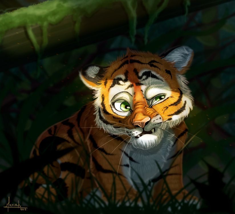 Обои тигр, арт, бенгальский тигр, живая природа, кошачьих в разрешении 3840x3492
