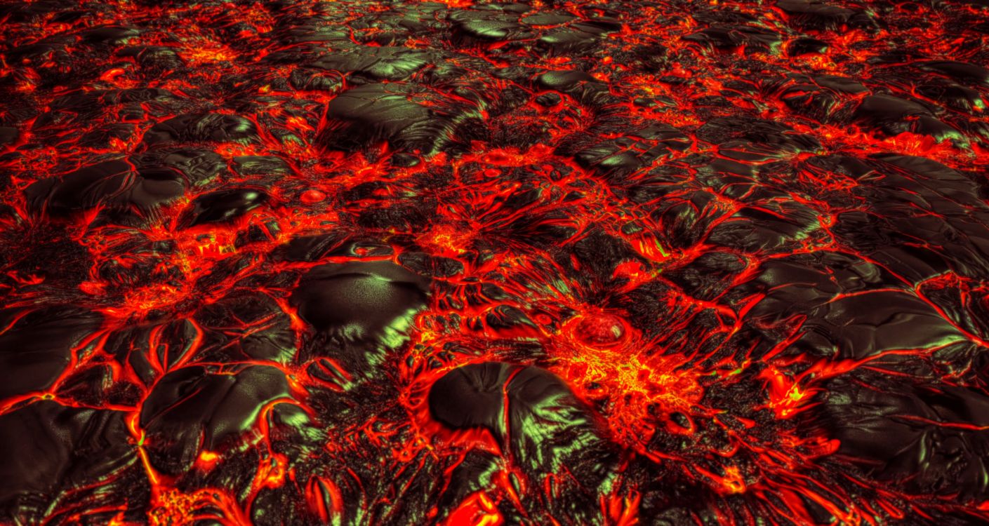 Обои лава, красный цвет, фрактальное искусство, вода, графика в разрешении 3786x2014