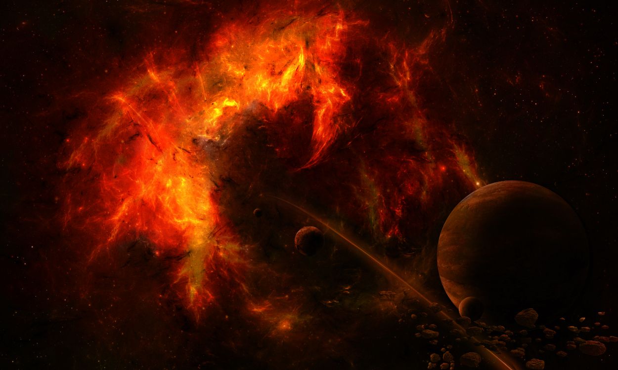 Обои атмосфера, космическое пространство, пламя, Вселенная, астрономический объект в разрешении 5000x3000