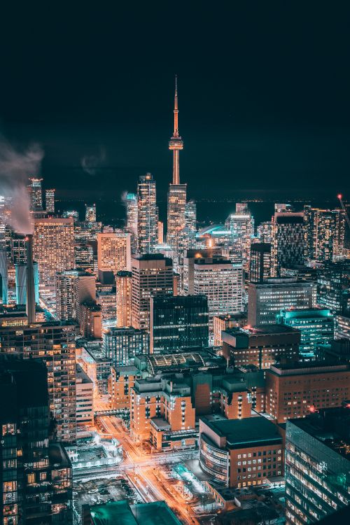 Обои ночь, город, городской пейзаж, метрополия, городской район в разрешении 4016x6016