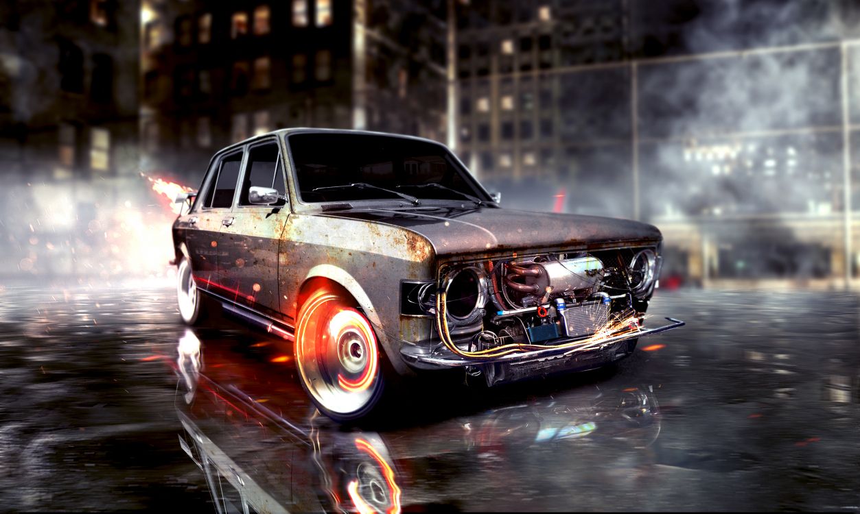 Обои авто, дрифтинг, классический автомобиль, седан, кузов купе в разрешении 3552x2126