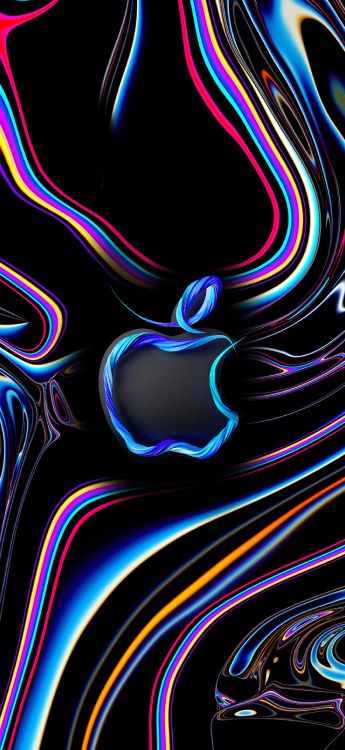 Обои apple, iPhone, яблоко, красочность, синий в разрешении 1436x3113