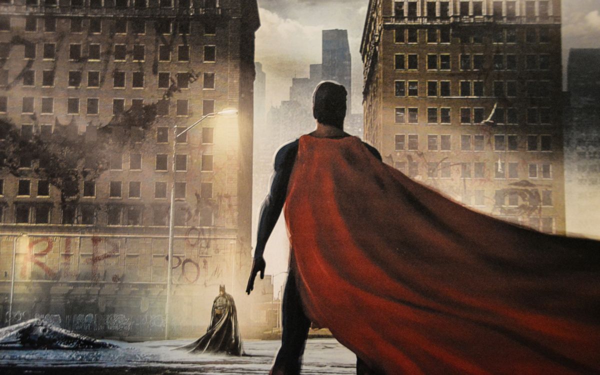 Обои Супермен, Бэтмен, арт, комиксы dc, супергерой в разрешении 2880x1800