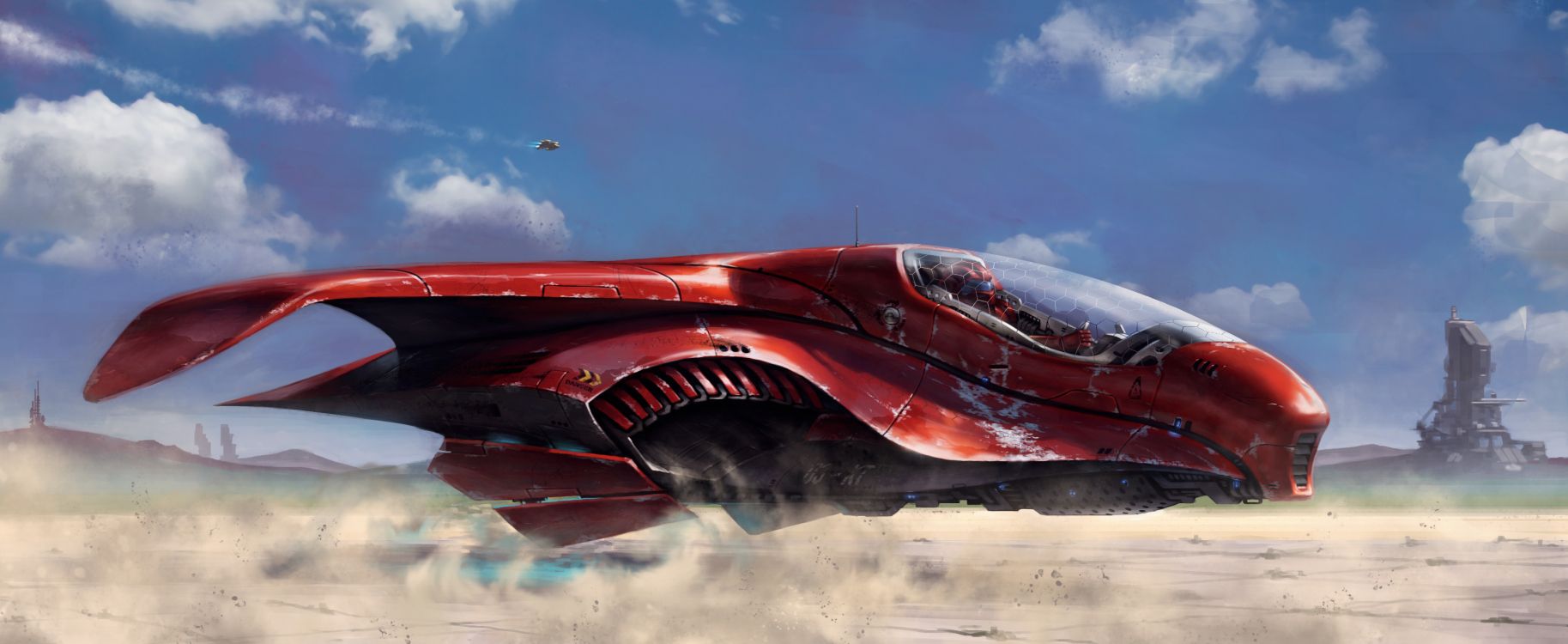 Обои 3090 год, арт, иллюстрация, авто, артист в разрешении 3200x1313