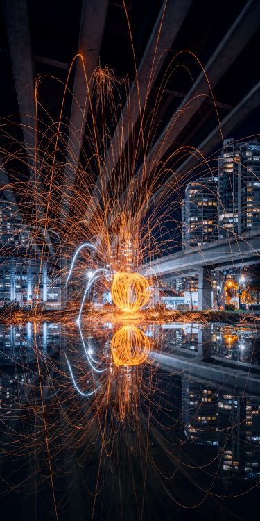 Обои отражение, вода, электричество, дерево, симметрия в разрешении 1500x3000