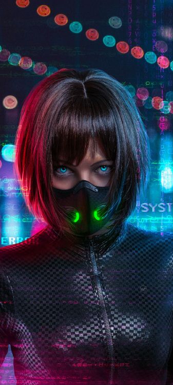 Обои волосы, прическа, свет, пурпур, ресничка в разрешении 1080x2400